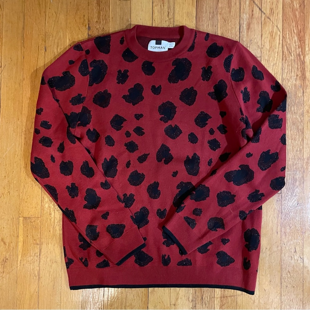 Topman leopard print sparkly sweater
